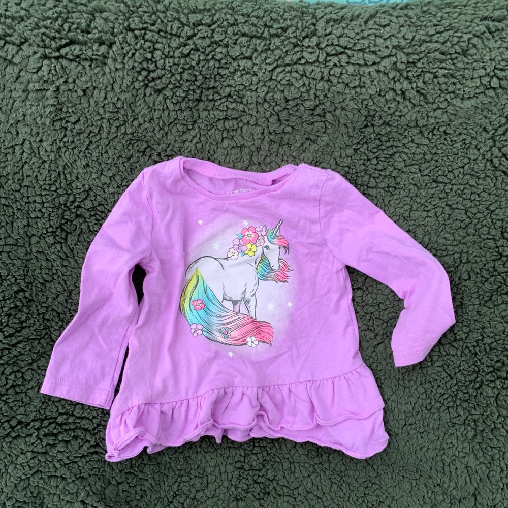 Carter’s 6 mo purple unicorn long sleeve tee